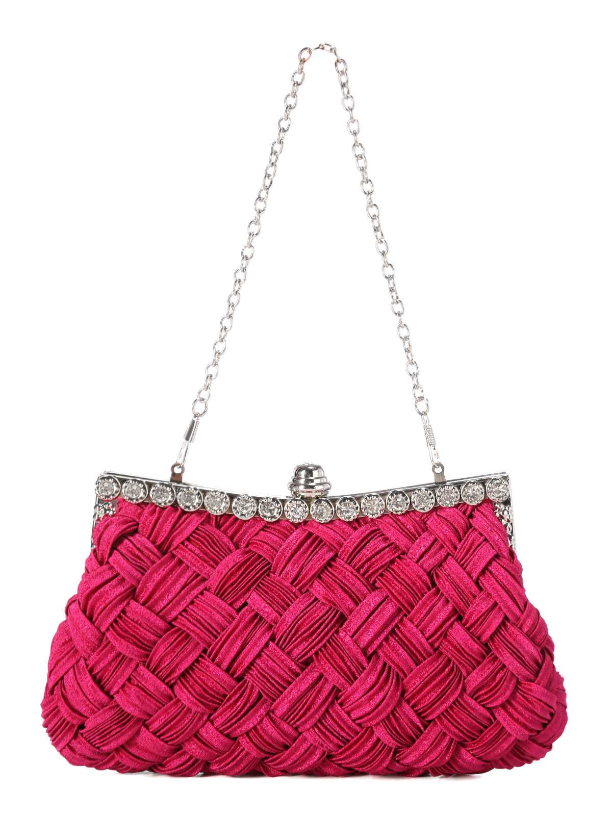 Abendtasche aus Satingewebe mit Diamanten