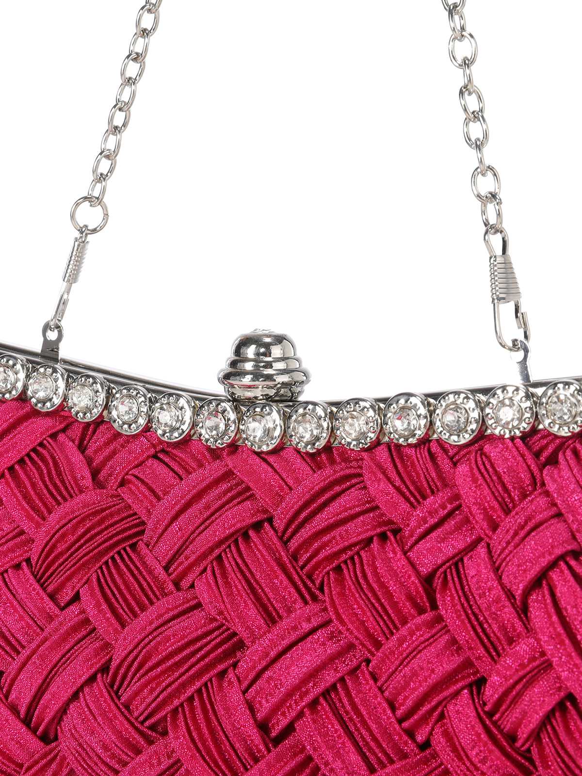 Abendtasche aus Satingewebe mit Diamanten