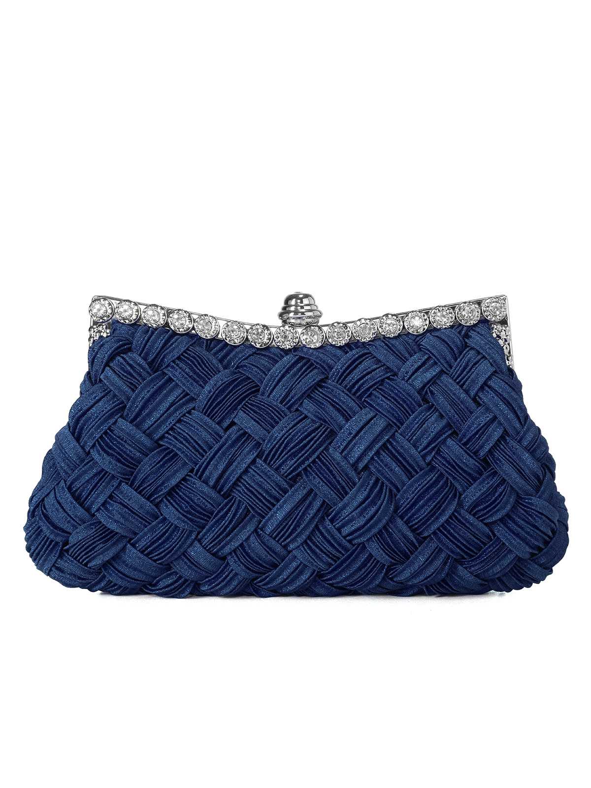 Abendtasche aus Satingewebe mit Diamanten