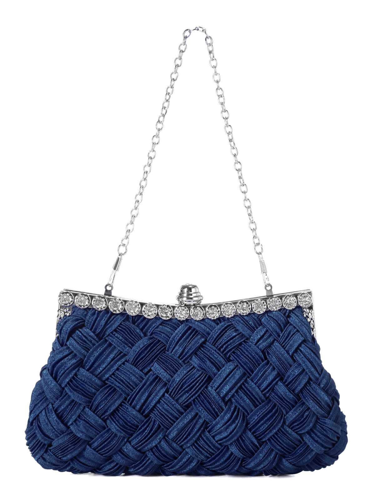 Abendtasche aus Satingewebe mit Diamanten