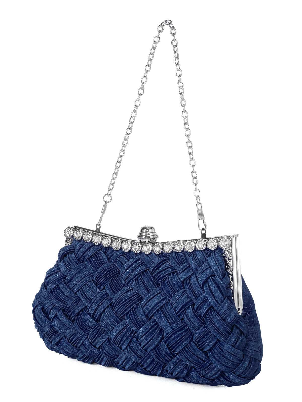 Abendtasche aus Satingewebe mit Diamanten