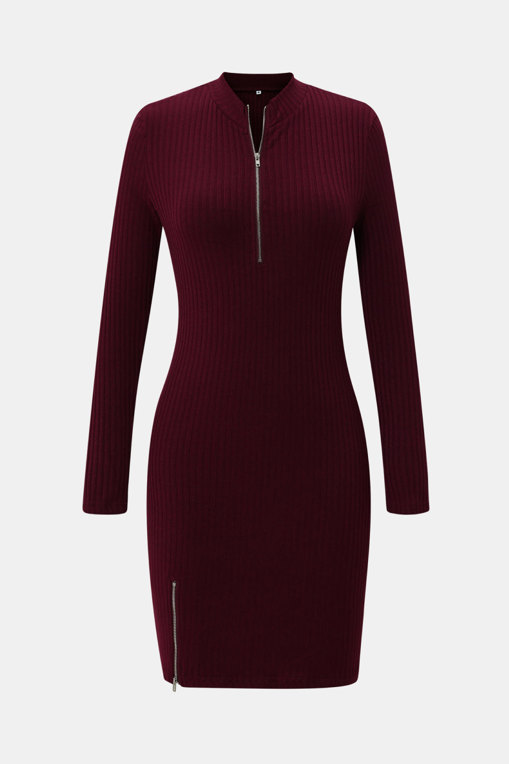 Robe en maille côtelée à quart de zip