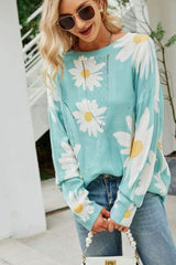 Pullover mit Rundhalsausschnitt und durchbrochenem Gänseblümchen-Print