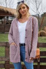 Cardigan à capuche à manches longues en tricot popcorn
