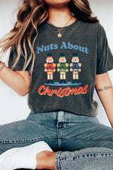 Black Nuts About Christmas Graphic Mineral Wash Tee