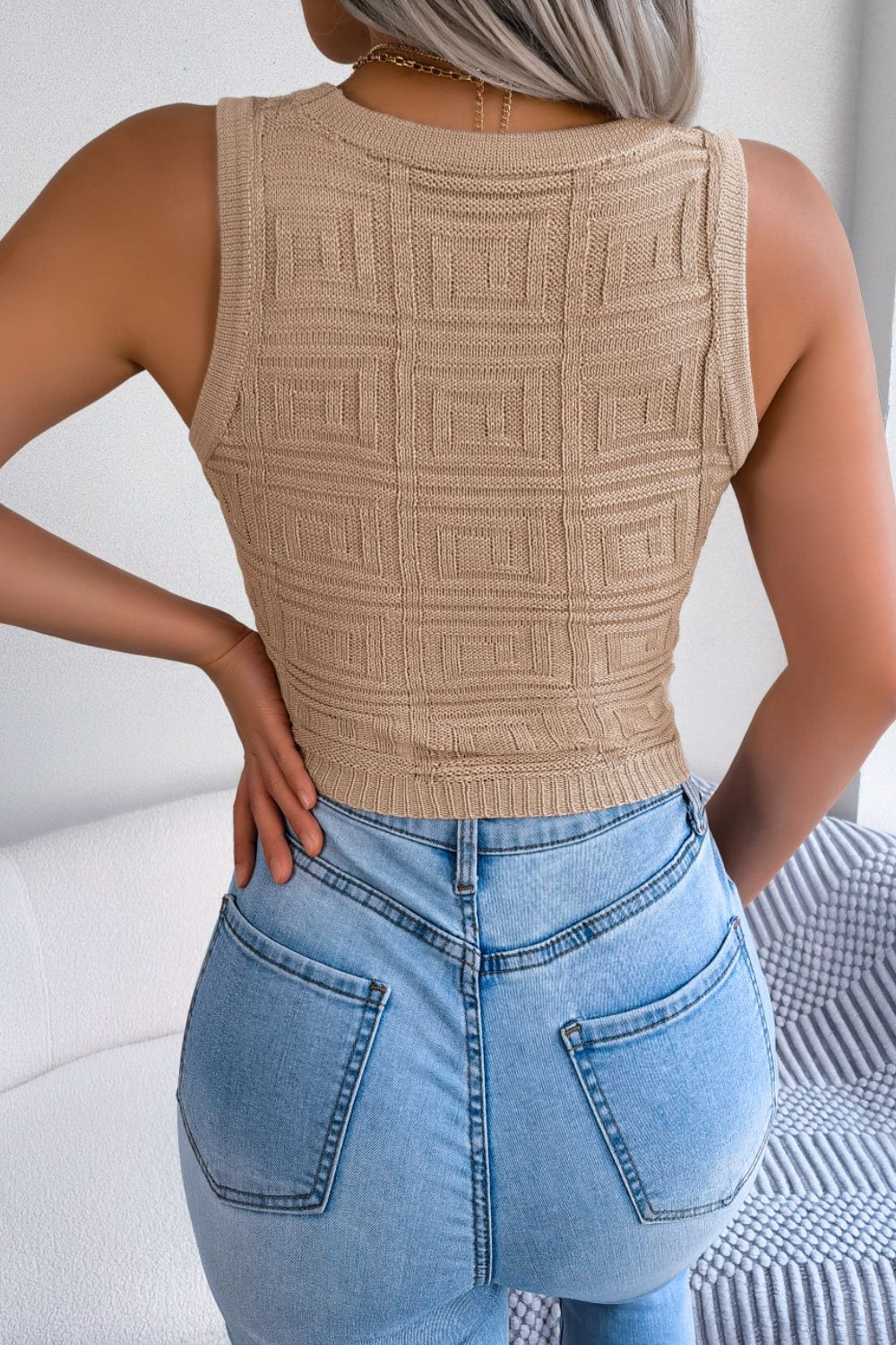 Ärmelloses Stricktop mit Cut-Outs