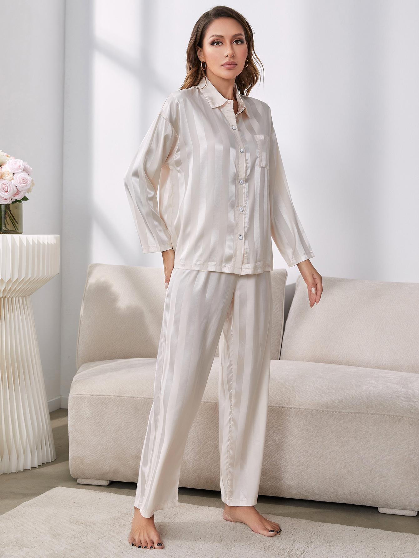 Button-Up Shirt Pants Pajama Set