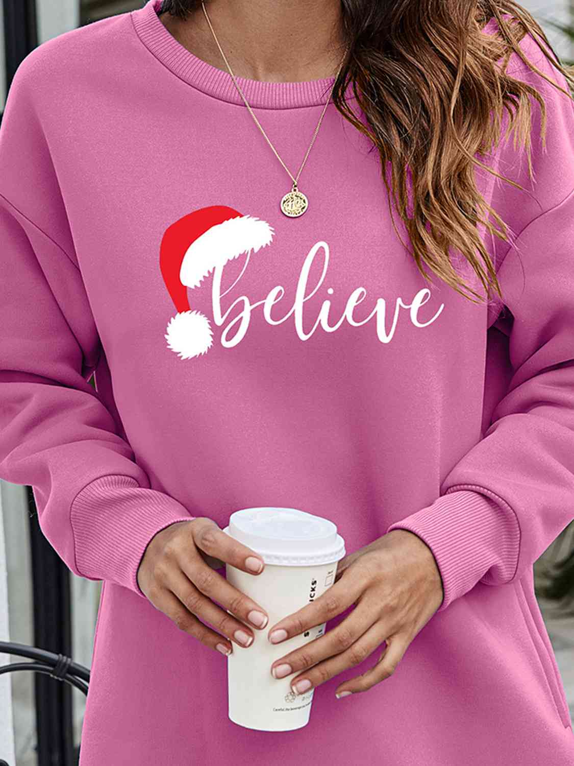 Sweat-shirt tunique graphique BELIEVE