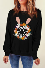 HOPPY EASTER Grafik-Sweatshirt mit überschnittenen Schultern