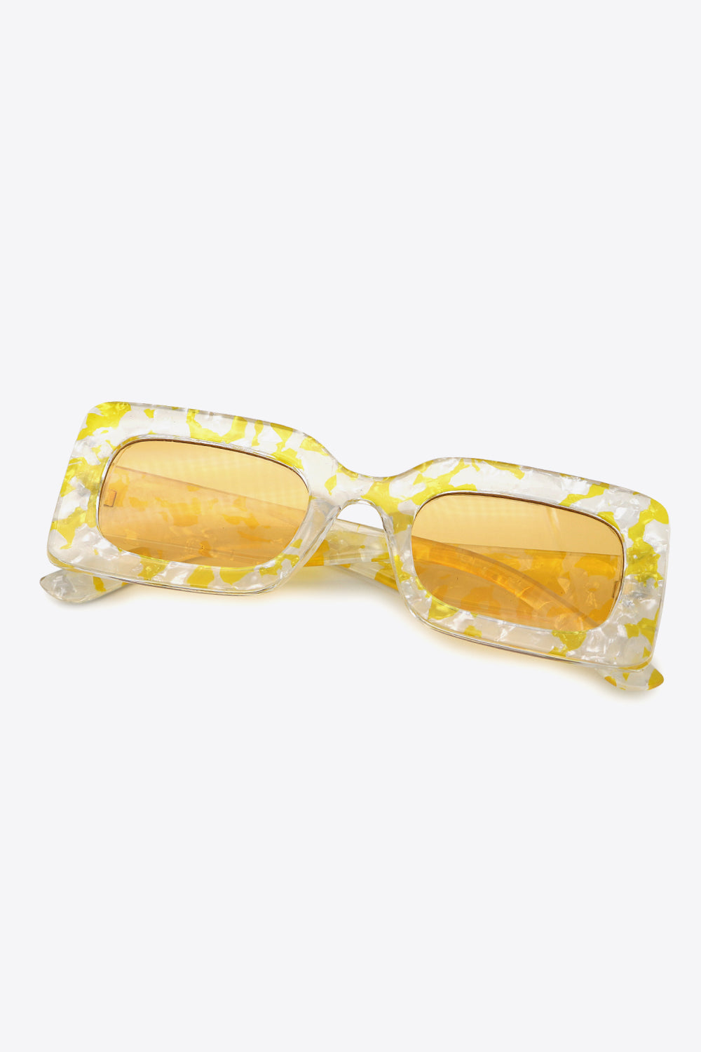Rechteckige Schildpatt-Sonnenbrille aus Polycarbonat