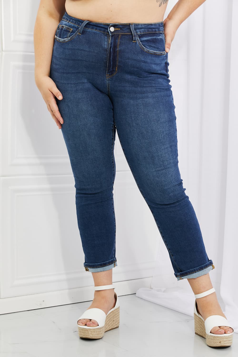 Jean boyfriend taille haute Judy Blue Crystal pleine grandeur
