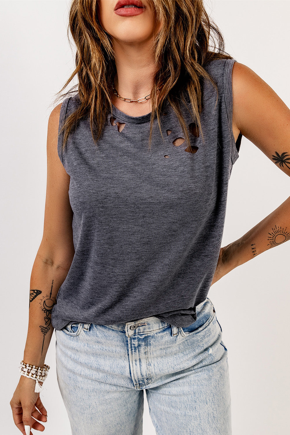 Tanktop mit Rundhalsausschnitt und Used-Look