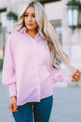 Chemise rayée à smocks et boutons sur le devant