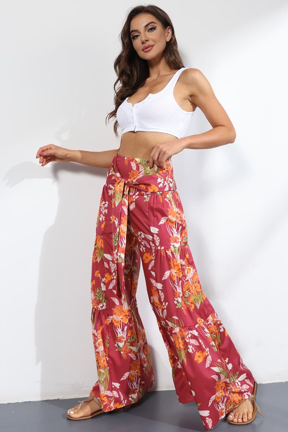 Culotte taille haute nouée imprimée
