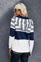 Kapuzenjacke mit Farbblockdesign, Kordelzug und Reißverschluss