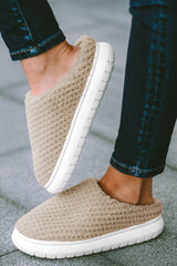 Apricot Two-tone Knitted Warm Homewear Slippers