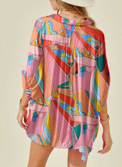 Chemise imprimée à manches dolman et col