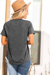 Grey Letter Animal Print Short Sleeve Graphic Tee