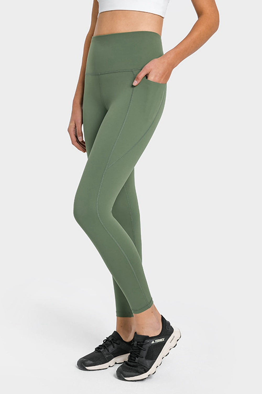 Knöchellange Yoga-Leggings mit hoher Taille und Taschen