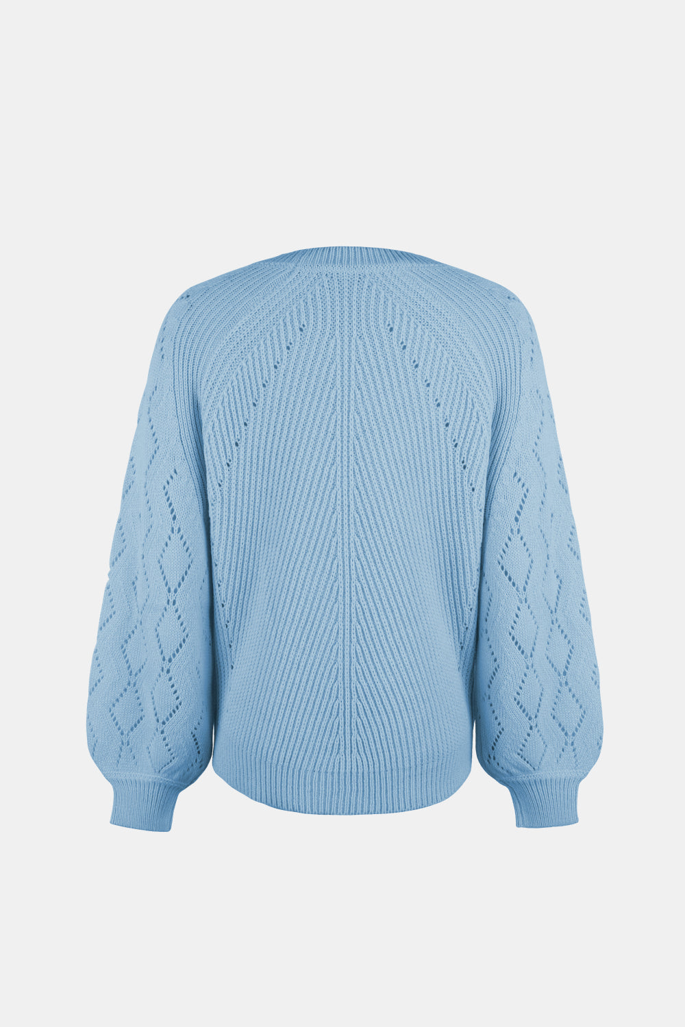 Openwork Balloon Sleeve Pullover Sweater