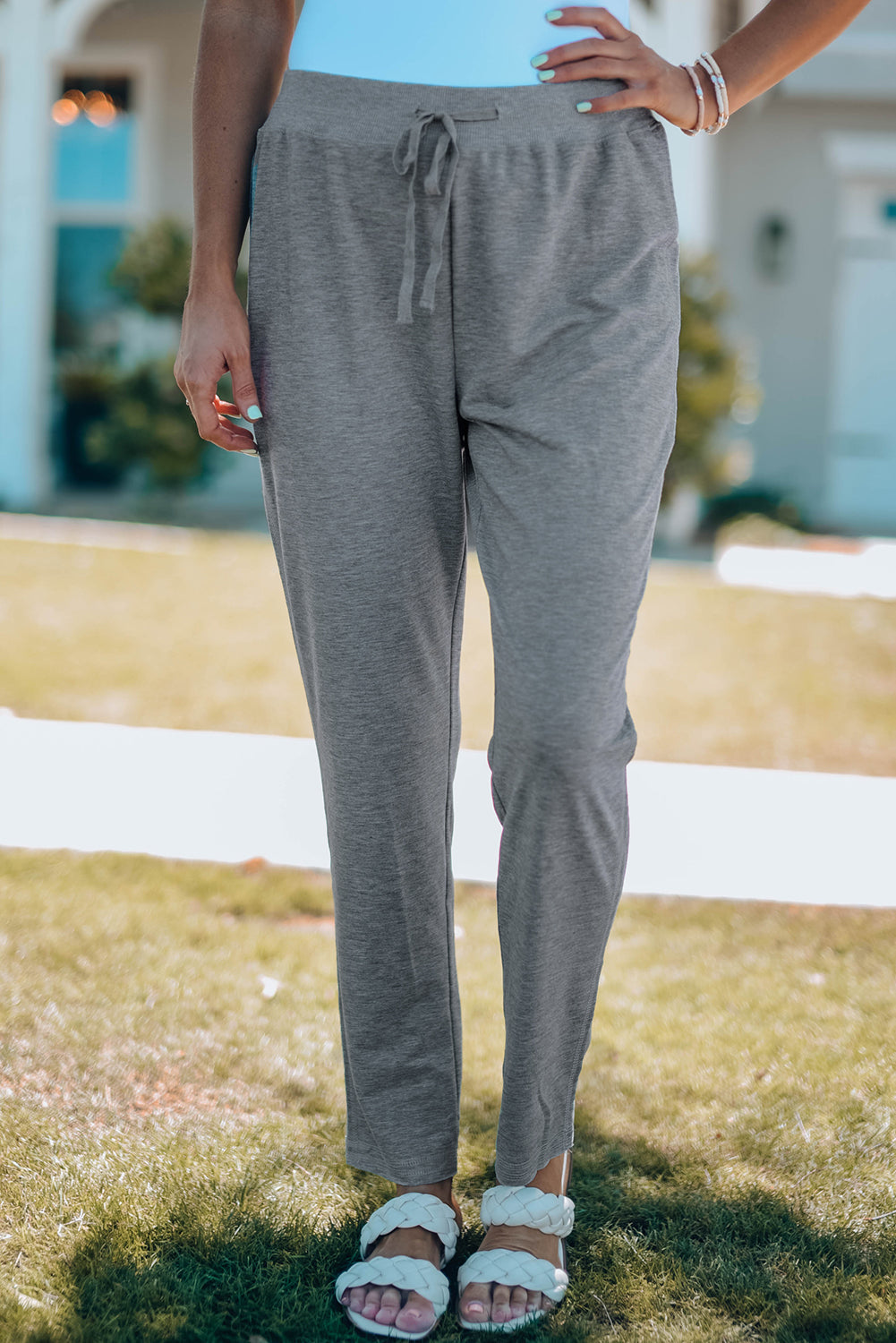 Drawstring High Waist Pants