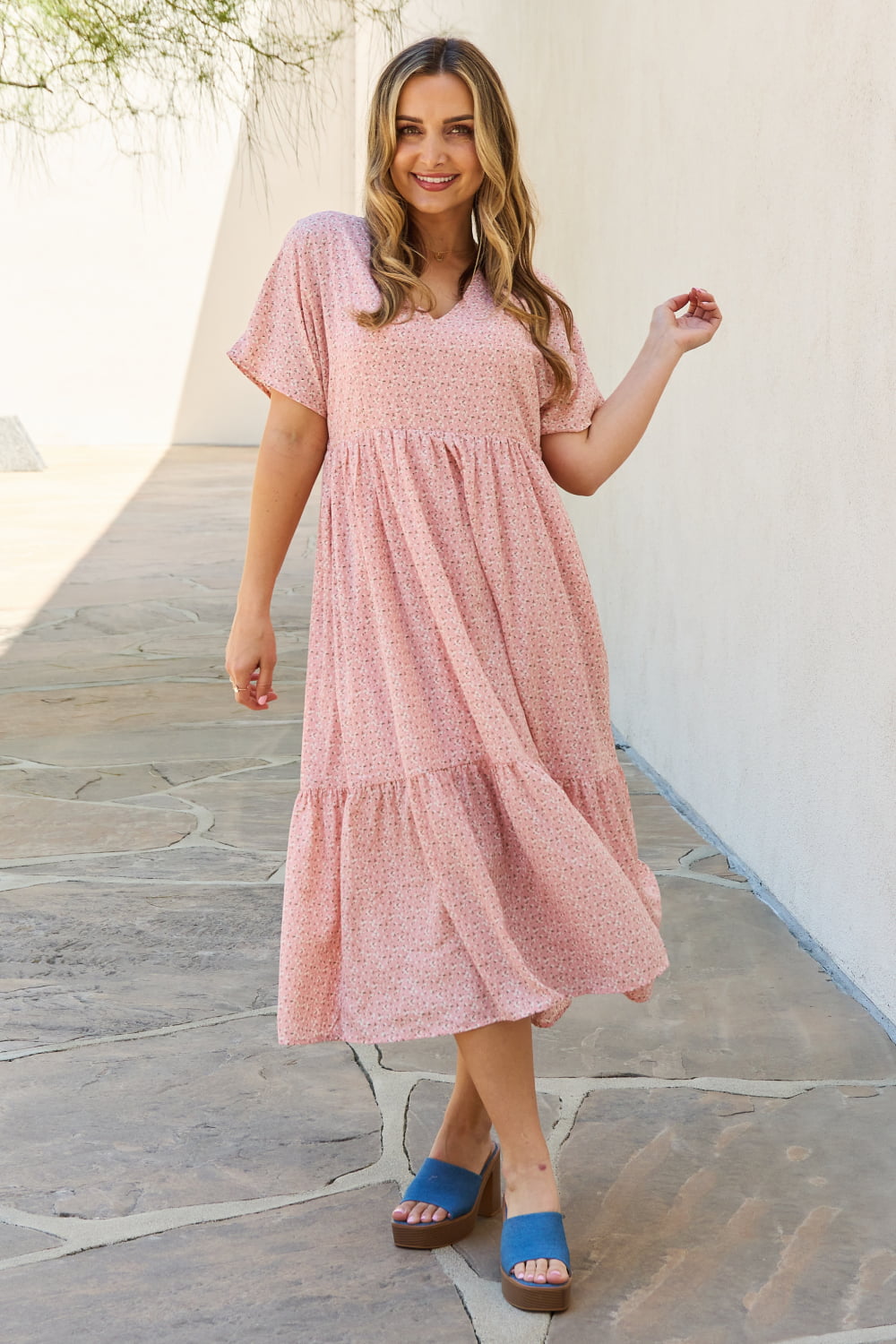 Robe mi-longue à manches kimono HEYSON pour bébé, taille adulte, couleur pêche
