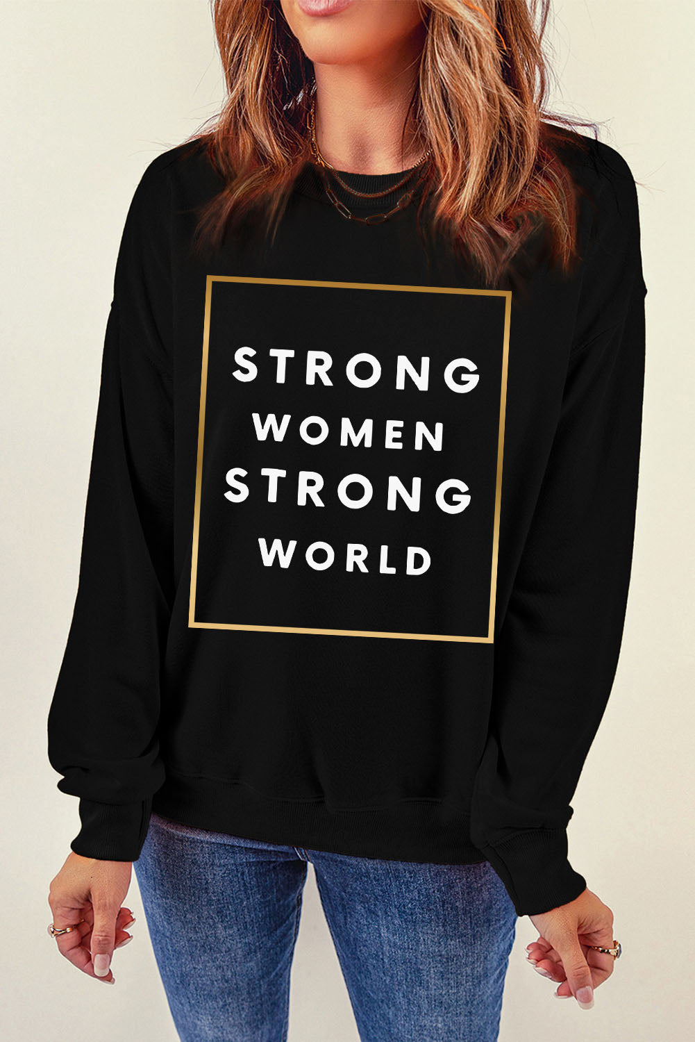 STRONG STRONG WORLD Sweatshirt mit überschnittener Schulter und Grafik
