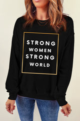 STRONG STRONG WORLD Sweatshirt mit überschnittener Schulter und Grafik