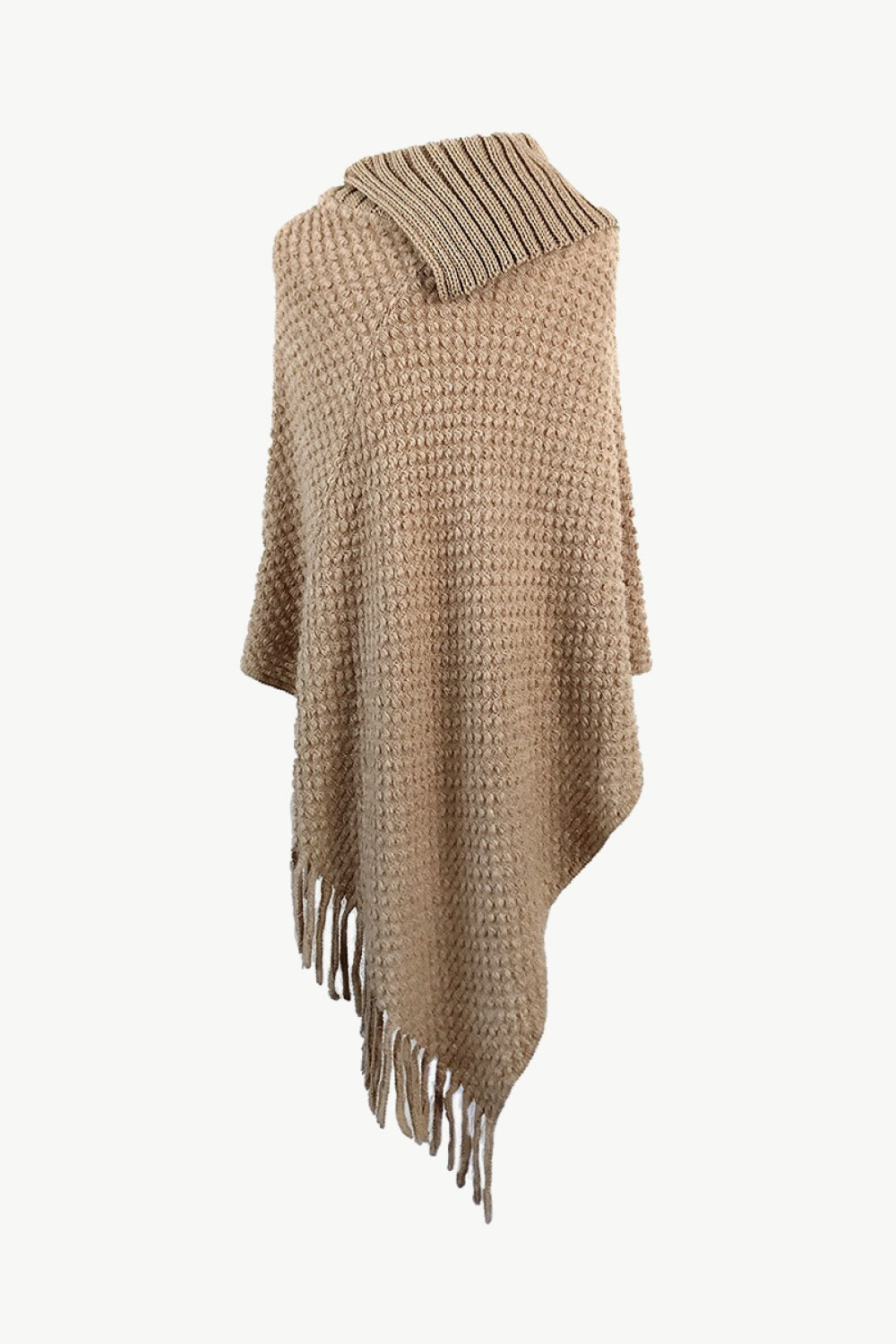 Decorative Button Fringe Hem Poncho