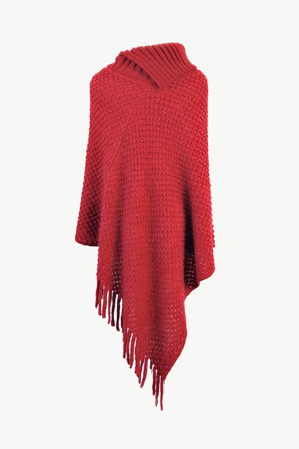 Decorative Button Fringe Hem Poncho