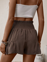 Shorts mit gesmokten Bund und Schnürung vorne