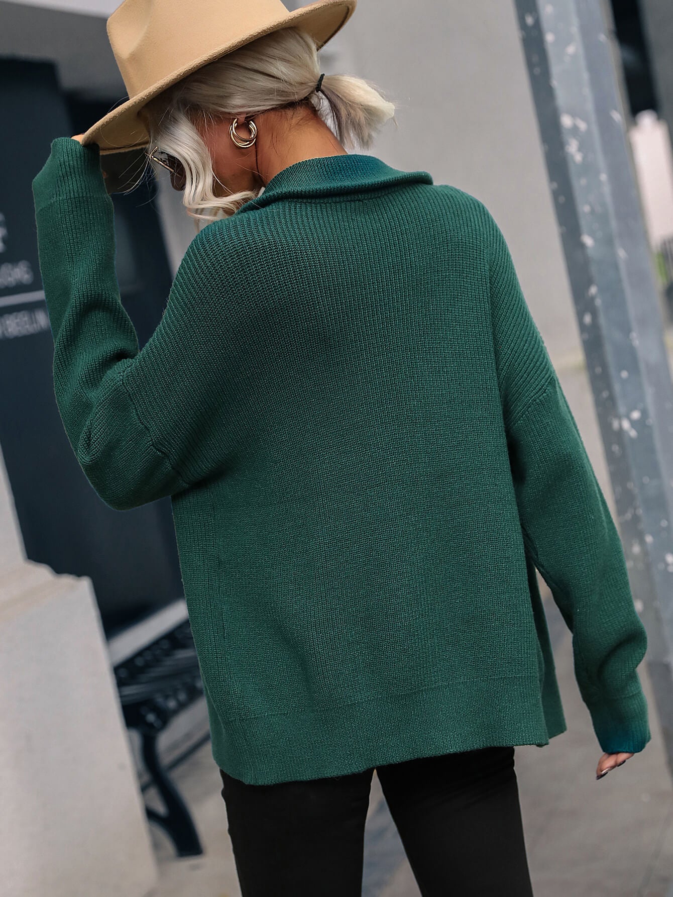 Rippenstrick-Cardigan mit Reißverschluss und Kragen