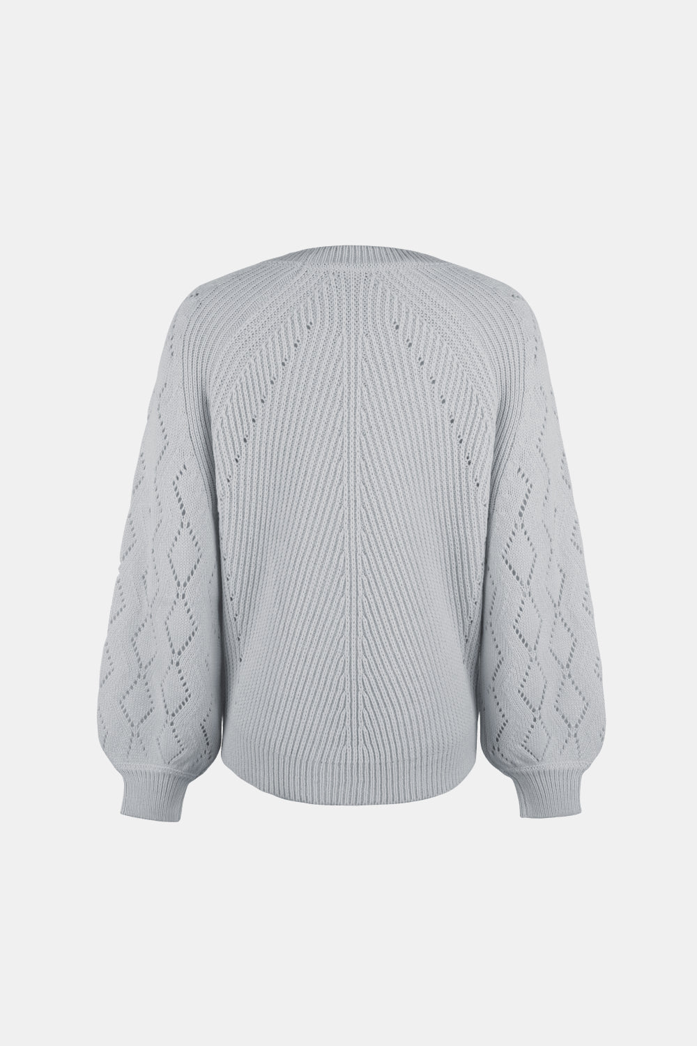 Openwork Balloon Sleeve Pullover Sweater