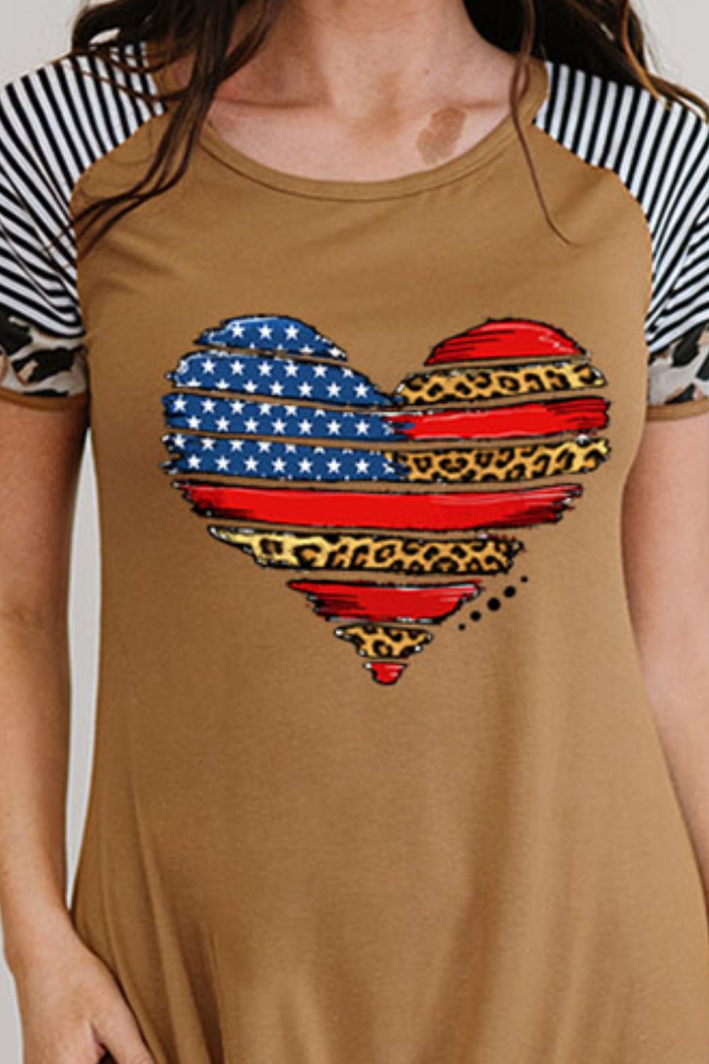Robe torsadée à motif cœur et drapeau américain