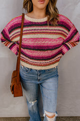 Striped Dropped Shoulder Knit Pullover