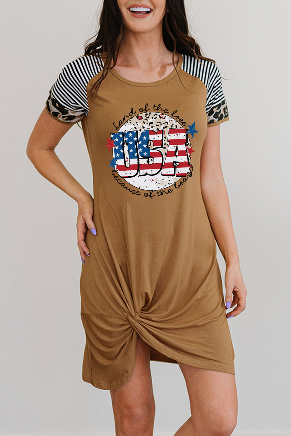 USA Star Stripe Graphic Twisted Dress