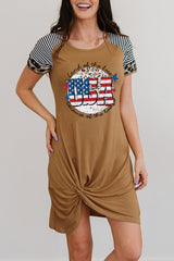 USA Star Stripe Graphic Twisted Dress