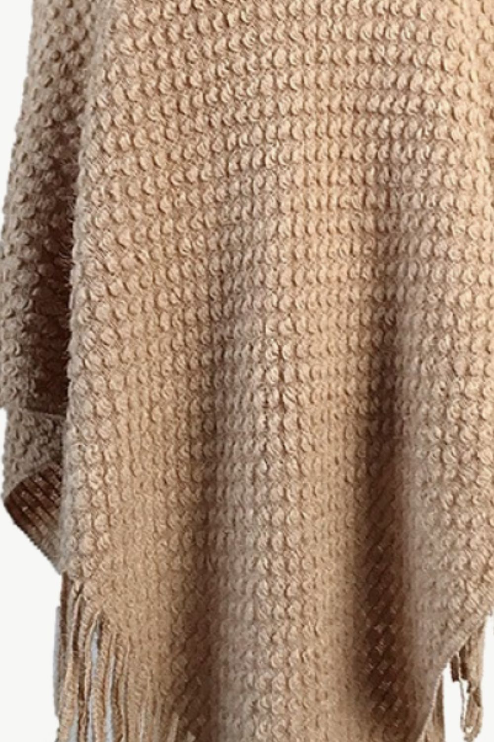 Decorative Button Fringe Hem Poncho