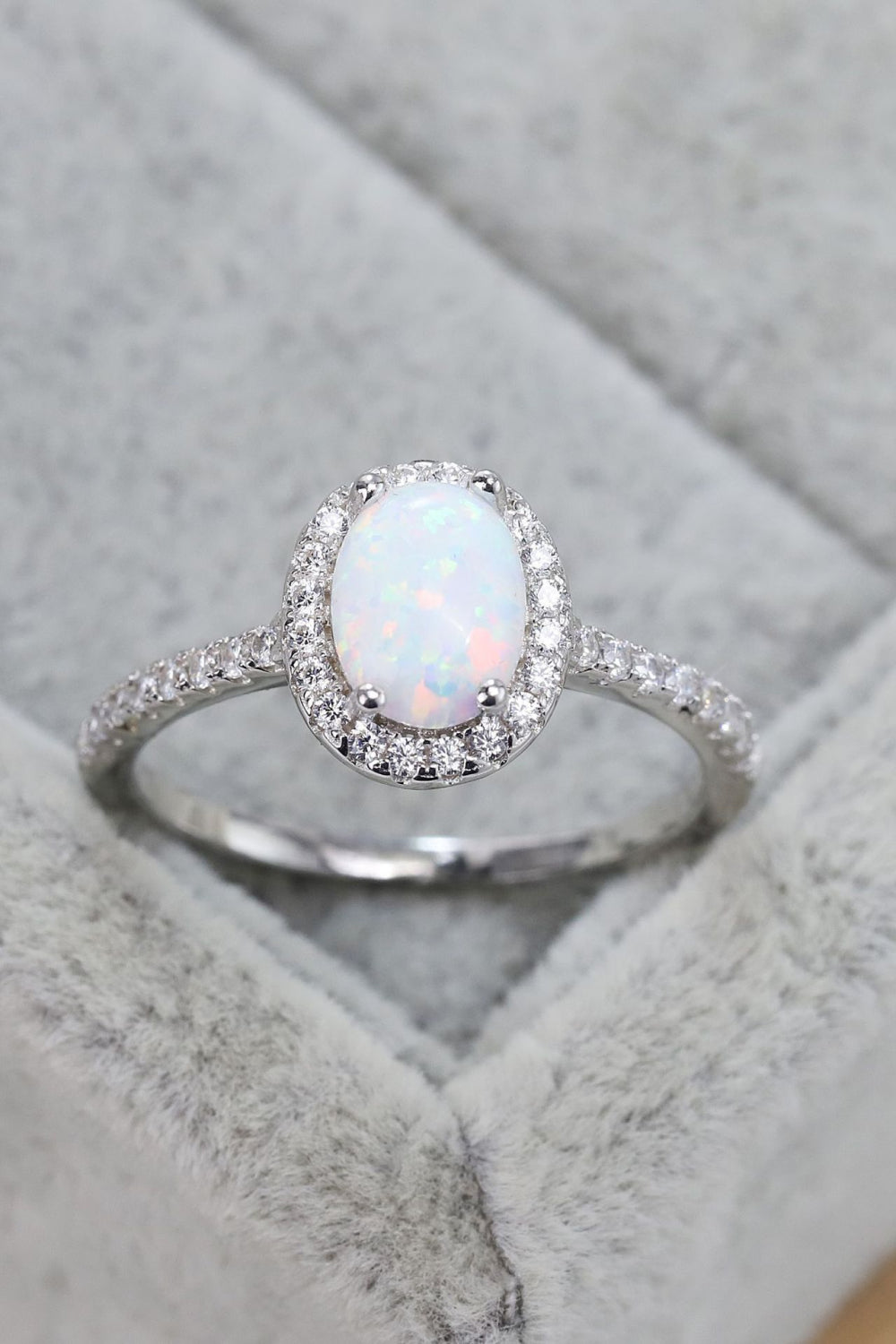 Opal 925 Sterling Silber Halo Ring