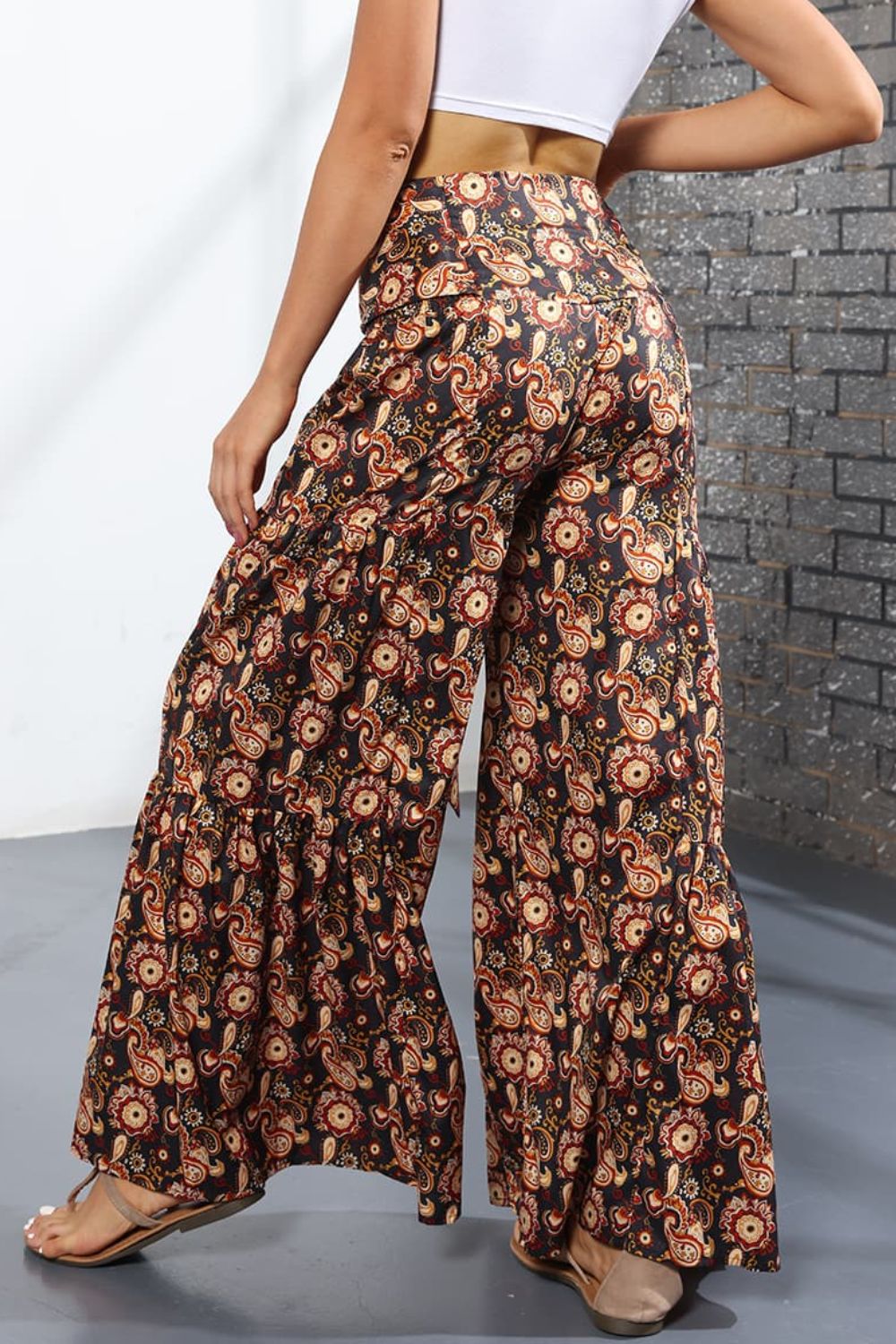 Culotte taille haute nouée imprimée