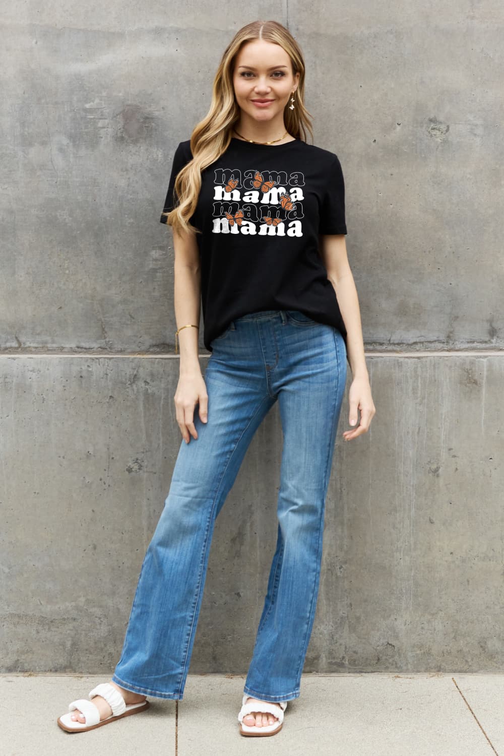 T-shirt en coton à imprimé papillon Simply Love MAMA
