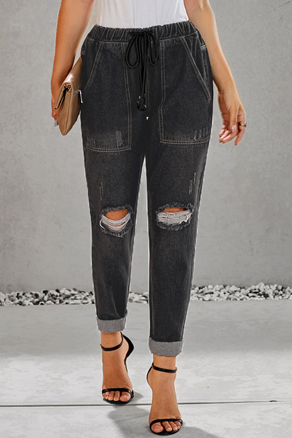 Jeans-Jogginghose mit Kordelzug