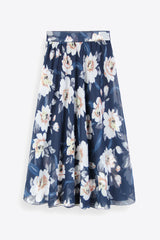 Jupe fleurie taille haute avec lien à la taille