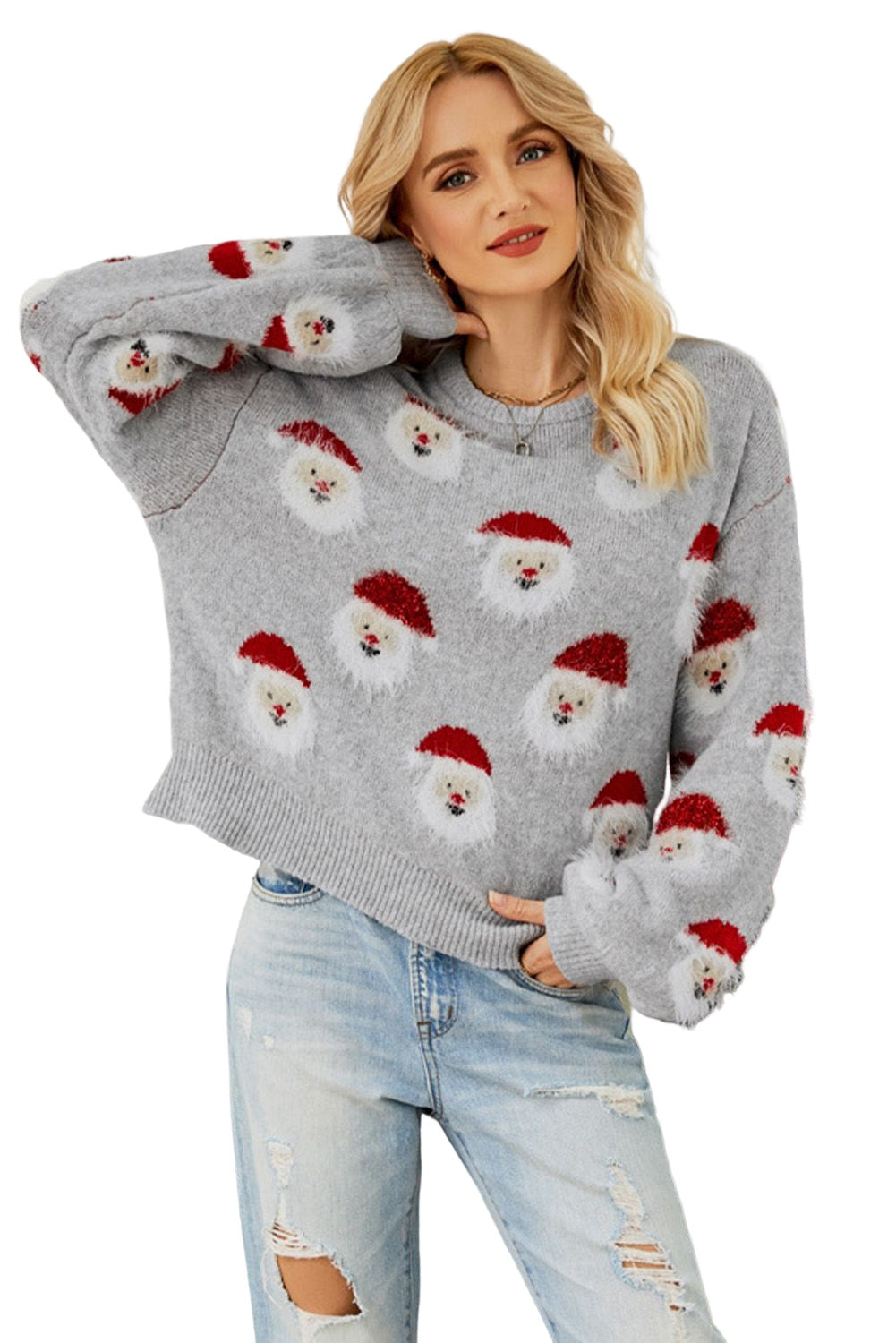 Green Christmas Santa Claus Pullover Sweater