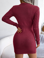 Cutout Cable-Knit Mini Sweater Dress