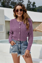 Button Front Raglan Sleeve Cropped Cardigan