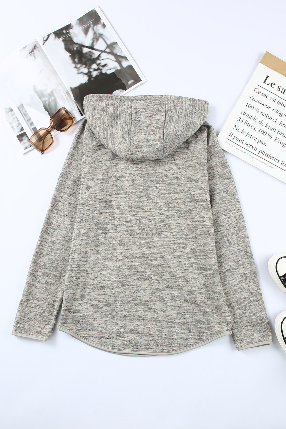 Hoodie mit meliertem Raglanärmeln und Grafik