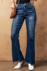 Jean évasé taille haute avec poches