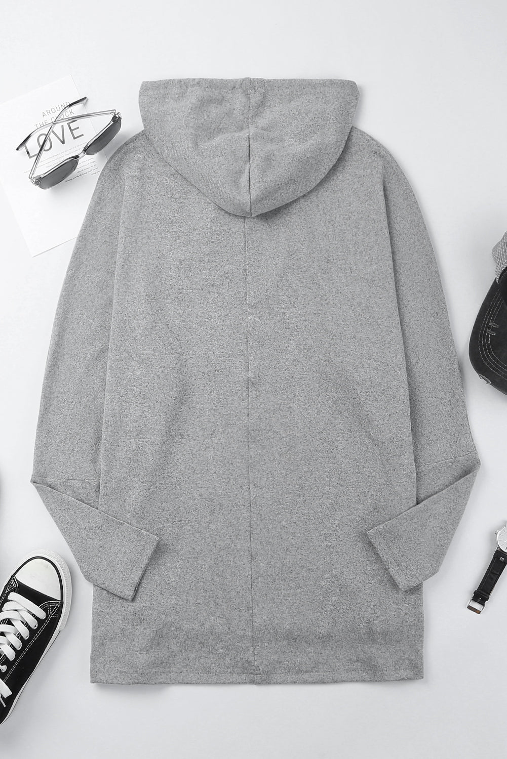 Hoodie mit Kordelzugdetail und hohem Saum