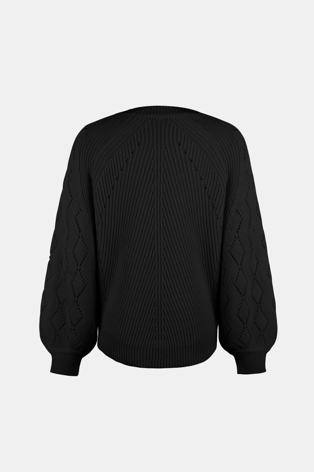 Openwork Balloon Sleeve Pullover Sweater